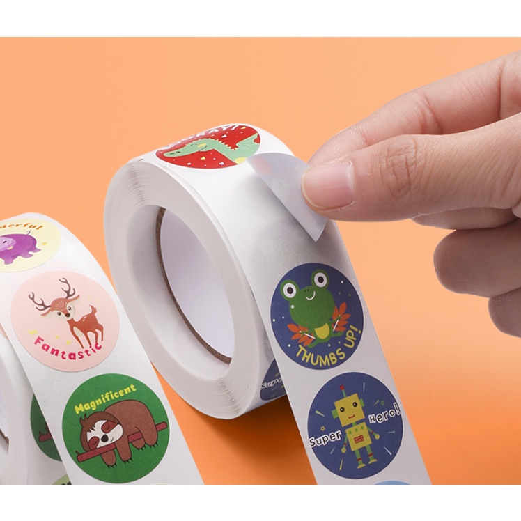Cuộn 500 sticker khích lệ khen thưởng học tập cho học sinh