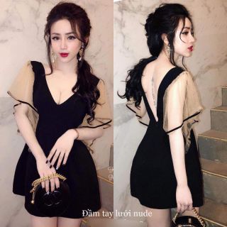 Đầm xòe tay lưới siêu dễ thương