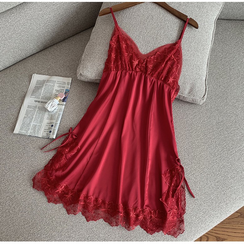 Váy Ngủ Sexy gợi cảm 2 dây. Phối ren siêu quyến rũ. Tặng đệm ngực cao cấp lên tới 50k
