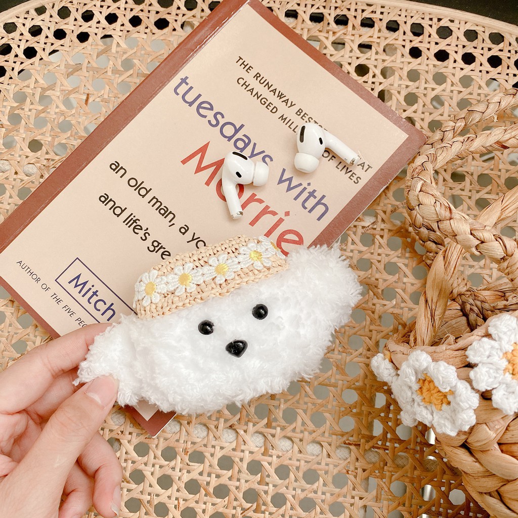 Vỏ bảo vệ hộp sạc tai nghe họa tiết cún Teddy lông xù đáng yêu cho Airpods 1 2 Pro