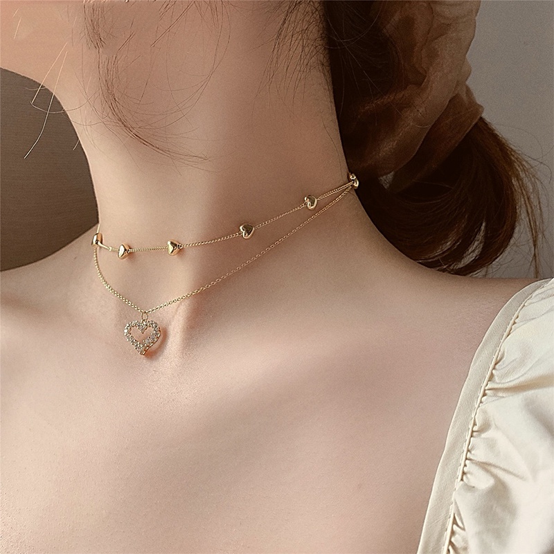 Vòng cổ Nhiều Lớp Mạ Vàng 14K Phong Cách Hàn Quốc Thời Trang