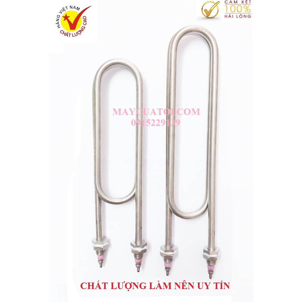 Cây Điện Trở Kép Đun Nước -Ren 16mm_220V/3KW _INOX304_Điện Trở Tủ Hấp