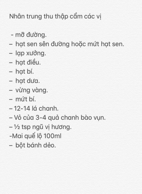 Nhân thập cẩm bánh trung thu 100gr 10 vị kèm công thức