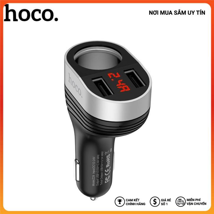 Tẩu Sạc hiển thị đèn Led Chia Cổng Ô Tô Hoco cao cấp Z29 HEAD SHOP