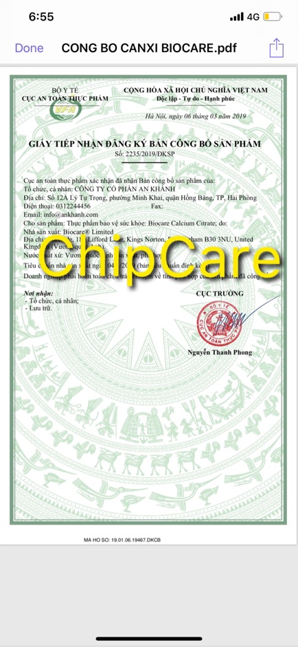 Canxi Citrate Biocare bổ sung Canxi hữu cơ