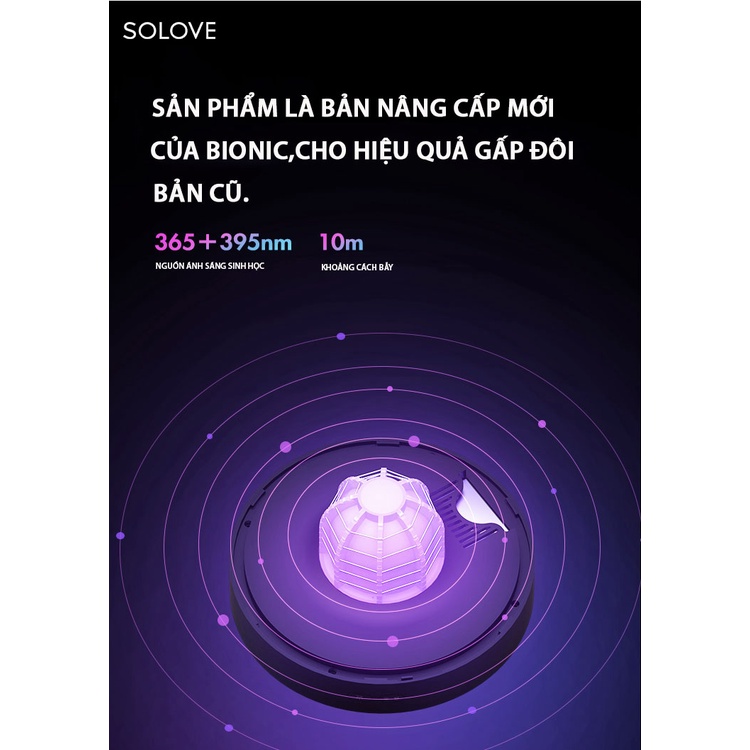 [ Bản Nâng Cấp Mới] Đèn Đuổi Muỗi SOLOVE 002D - Bẫy Muỗi 360 Độ Không Góc Chết - Hiệu Quả Gấp Đôi Bản Cũ