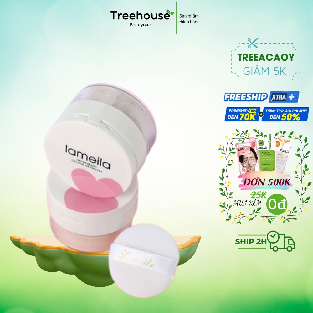 Phấn Phủ Dạng Bột Kiềm Dầu Lameila Thiết Kế Vỏ Họa Tiết Trái Tim TREEHOUSE SHOP