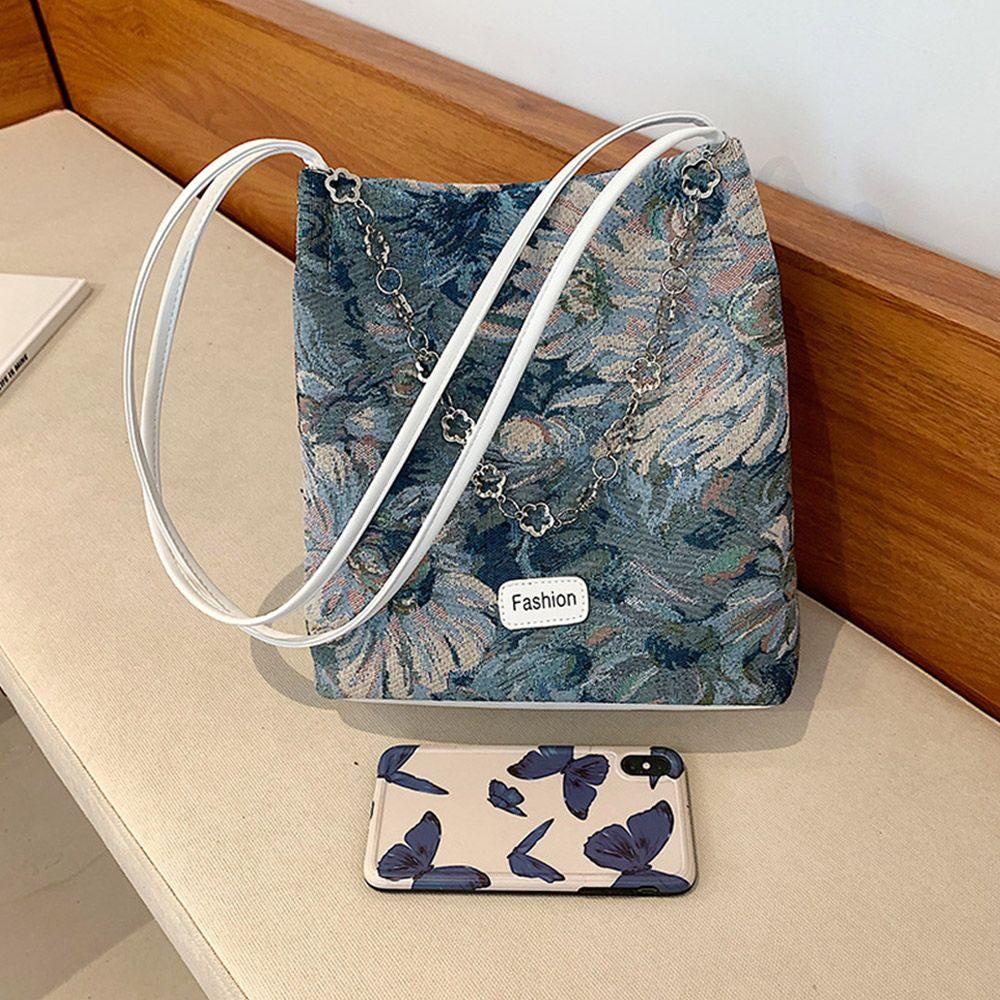 Túi Xách Đeo Vai Cỡ Lớn Họa Tiết Tranh Sơn Dầu Độc Đáo