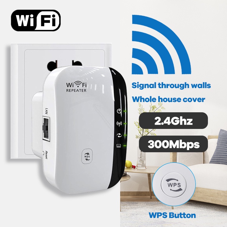 Bộ Khuếch Đại Mở Rộng WiFi 300Mbps Bộ Lặp WiFi Bộ Tăng Cường WiFi Tín Hiệu Wi Fi 802.11N Điểm Truy Cập Bộ Lặp