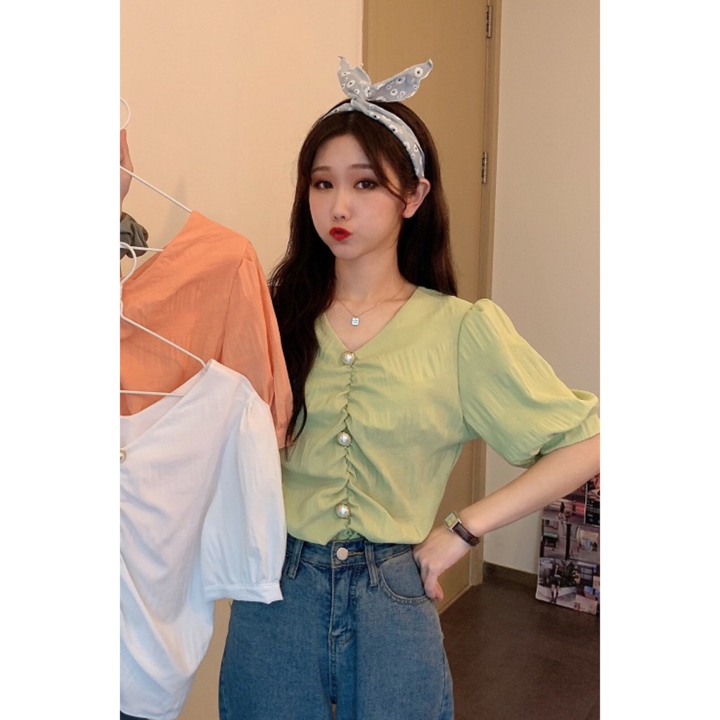 Áo sơ mi ULzzang/ Áo bánh bèo tiểu thư xếp ly Hàn quốc | BigBuy360 - bigbuy360.vn