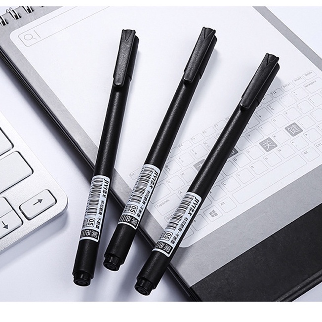 Bút bi mực gel ngòi 0.5mm màu đen mực đều nét chữ đẹp dụng cụ văn phòng phẩm
