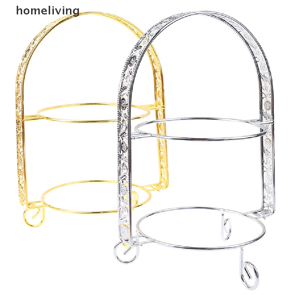 Giá Đỡ Bánh Kem Tráng Miệng Hai Tầng Bằng Kim Loại Màu Vàng Kim Trang Trí Tiệc