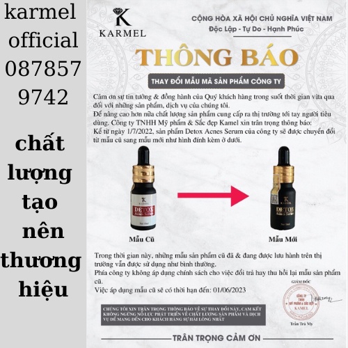 Serum giảm mụn mờ thâm- kamel Detox acnes 10ml, mĩ phẩm giảm thâm mụn