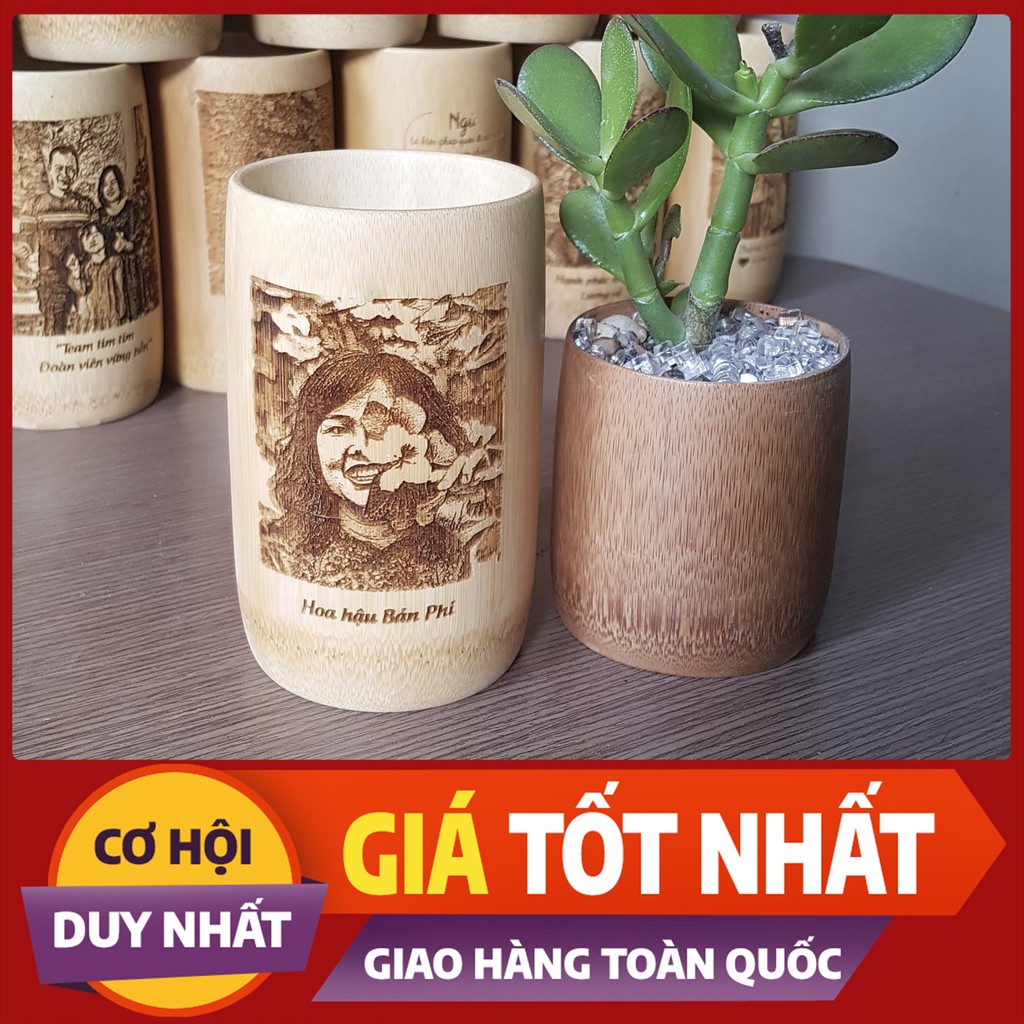 KHẮC HÌNH ẢNH THEO YÊU CẦU - Ly Tre Quà Tặng 330ml