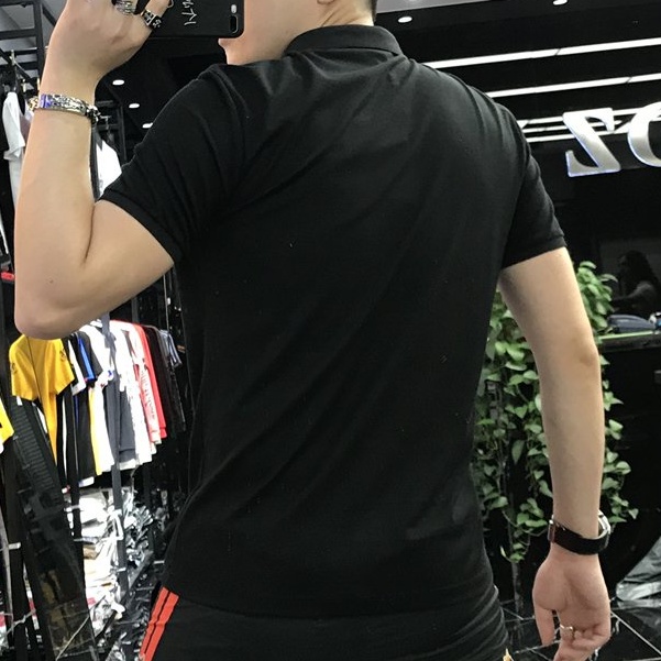 Áo thun POLO đen thêu ngực-cổ bẻ cao cấp full size vải cá sấu form chuẩn - KO Fashion