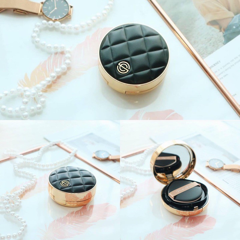 Phấn Nước DPC Pink Aura Cushion Dia Limited Edition mẫu vỏ da đen kèm lõi | BigBuy360 - bigbuy360.vn