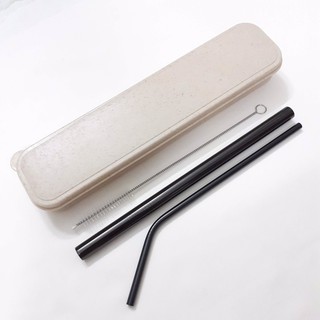 (Ảnh thật - HCM) Hộp 2 ống hút (Trân châu + cong) + cọ vệ sinh