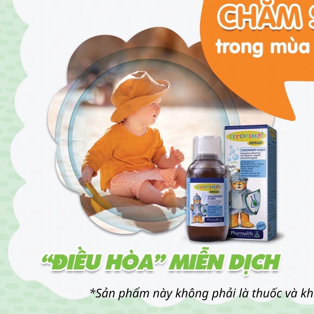 Siro Tăng Cường Sức Đề Kháng Cho Bé Fitobimbi Immuno - Bổ Sung Vitamin, Khoáng Chất Cần Thiết (Chai 200ml)