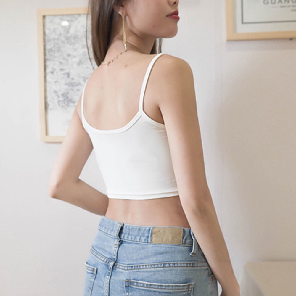 Áo Hai Dây Dáng Ngắn Màu Sắc Trơn Quyến Rũ Dễ Phối Đồ Cho Nữ