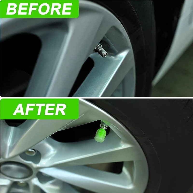 Set 1 / 4 Nắp Van Bánh Xe Hơi / Xe Máy Màu Xanh Lá Huỳnh Quang Chống Bụi Bẩn Thông Dụng