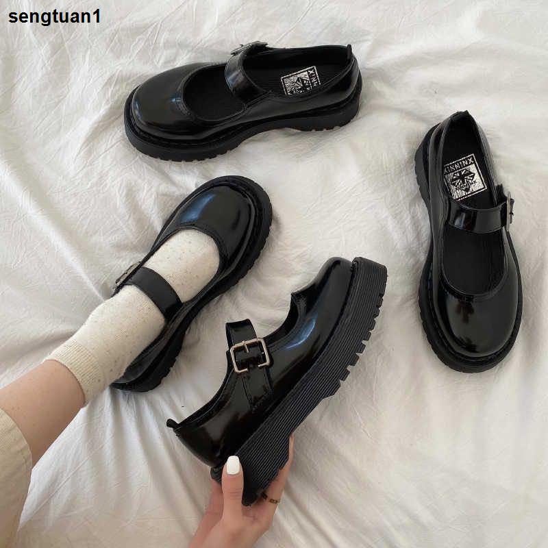 Giày da đế xuồng phong cách mary jane Nhật Hàn size lớn 35-43 cho nữ