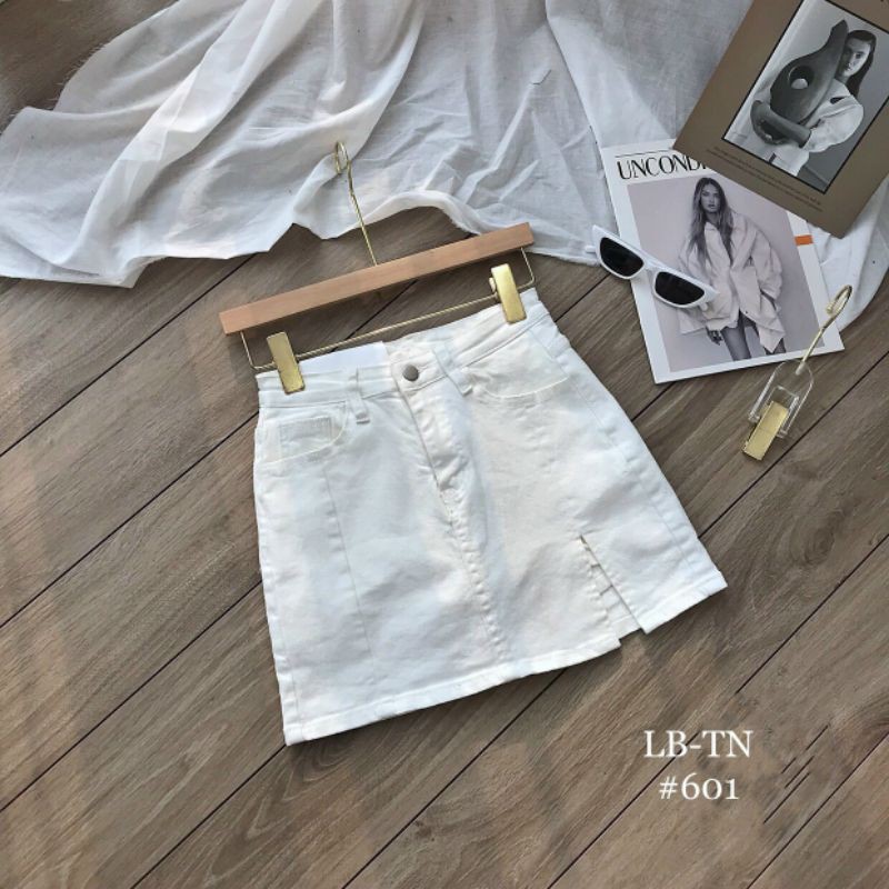 Chân váy jean xẻ đùi hàng QCL1