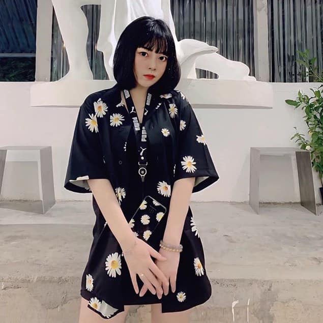 Áo sơ mi nam nữ mặc được in hình HOA TRẮNG