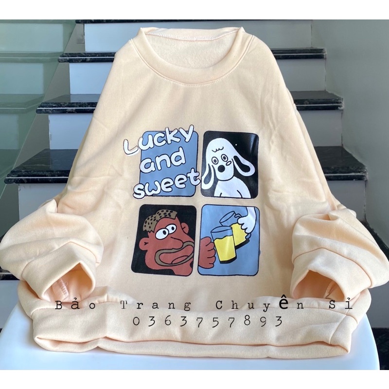 Áo Nỉ Sweater Nỉ Cổ Tròn Hình Cute Form Rộng Unisex Chất Nỉ Lót Bông Toàn bộ ảnh thật | BigBuy360 - bigbuy360.vn