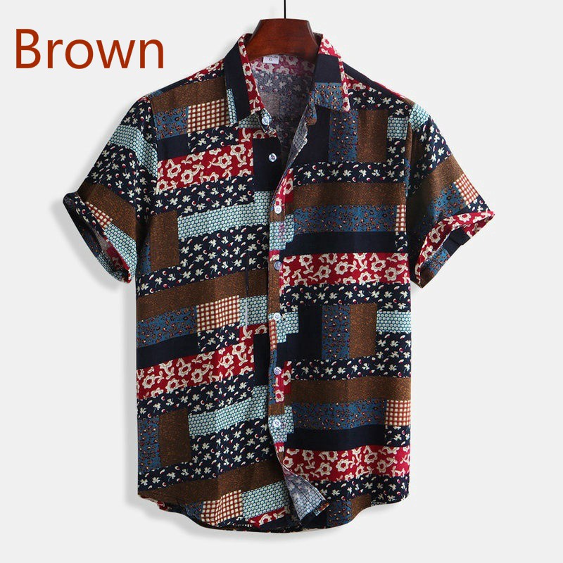 Men's Printed Short Sleeve Men's Floral Shirt85 | BigBuy360 - bigbuy360.vn