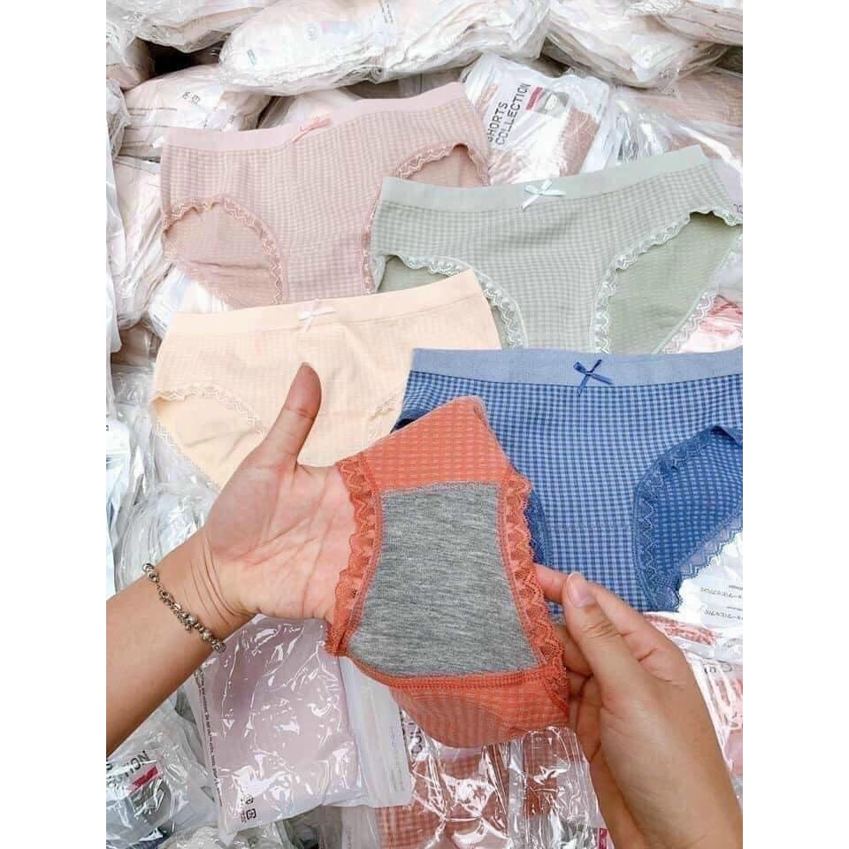 HỘP 5 QUẦN LÓT COTTON KẺ SIÊU THOÁNG