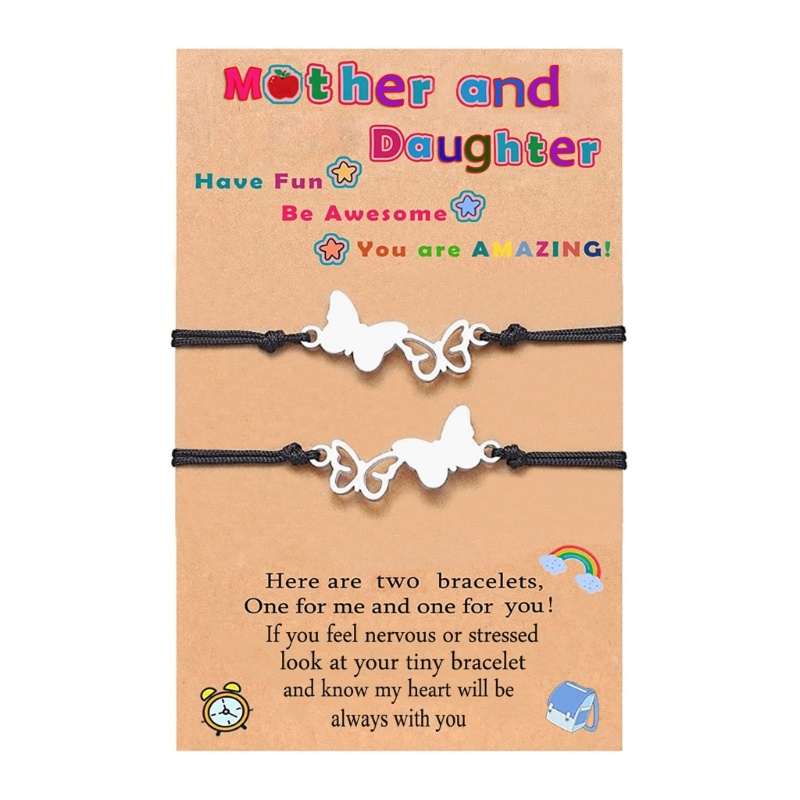 Vòng Tay Dây Thừng Mặt Hình Bướm Rỗng Phù Hợp Cho Mẹ Và Con Gái