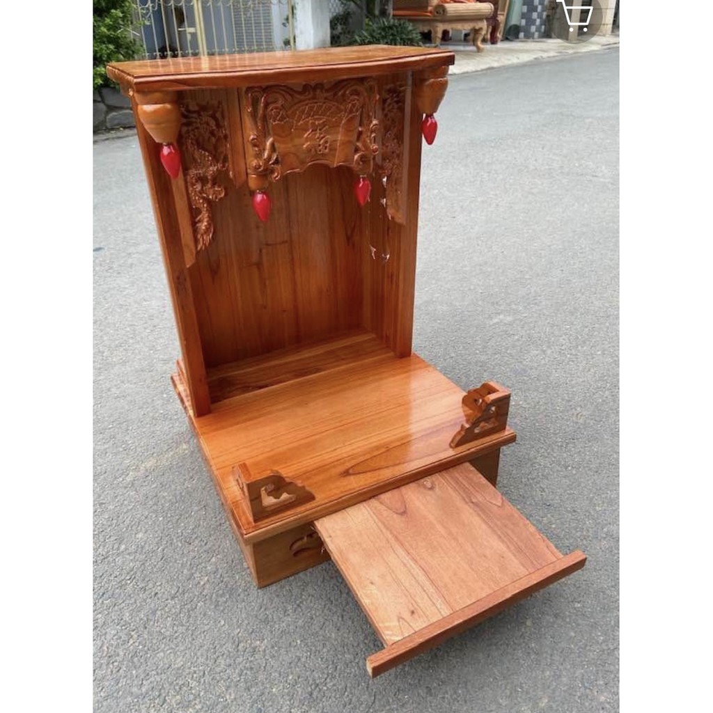 Bàn thờ thần tài ông địa gỗ xoan 38 x 50cm