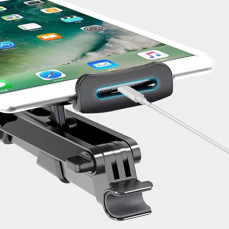 Kẹp điện thoại ipad xoay 360 treo ghế sau ô tô xe hơi, giá đỡ ipad khớp kéo dài xoay dọc ngang bằng kim loại cao cấp