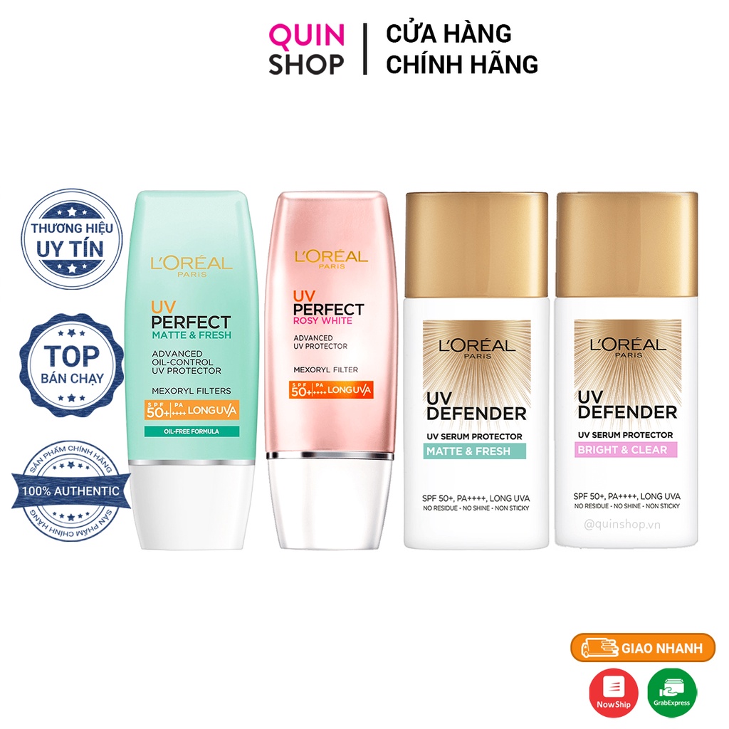 Kem Chống Nắng Kiềm Dầu, Giảm Thâm Nám Loreal UV Perfect, Defender Sunscreen SPF 50+ PA++++