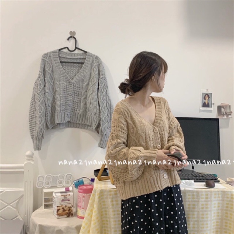 Áo cadigan len vặn thừng dáng ngắn Aimee closet | BigBuy360 - bigbuy360.vn