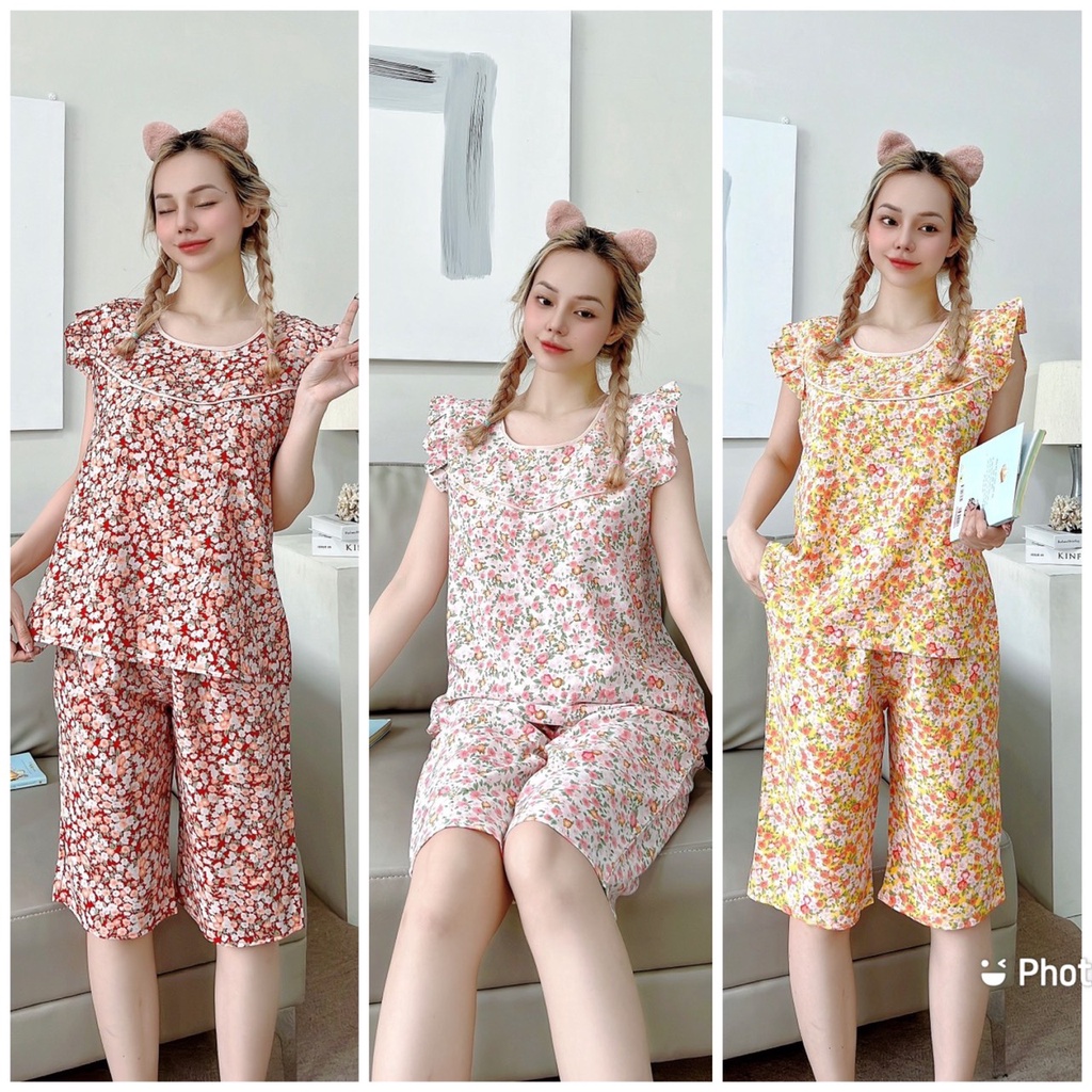 SET ĐỒ LỤA LỬNG HOA NHÍ MẶC NHÀ - DOL10