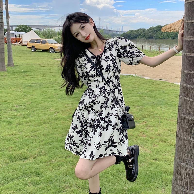 đầm bigsize nữ đầm tay phồng váy đi biển đầm nữ váy hoa nhí vintage váy tiểu thư sang chảnh đầm đi tiệc váy cổ v váy đi chơiváy đi chơi