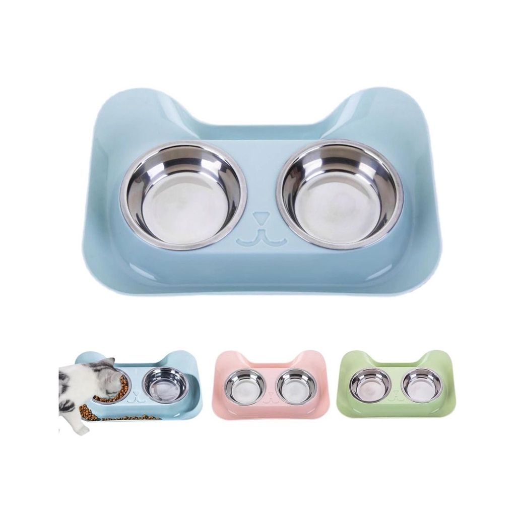 Bát ăn đôi chống kiến inox cho chó mèo loại cao cấp dày dặn - Thaivucattery