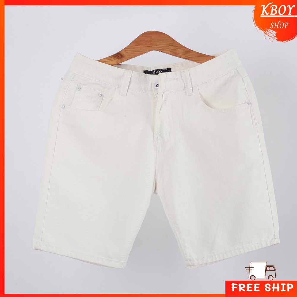 Quần Short Jeans [𝐅𝐑𝐄𝐄 𝐒𝐇𝐈𝐏] Quần đùi jeans nam chất trơn bigsize ba màu trắng/đen/vàng - 007 | BigBuy360 - bigbuy360.vn