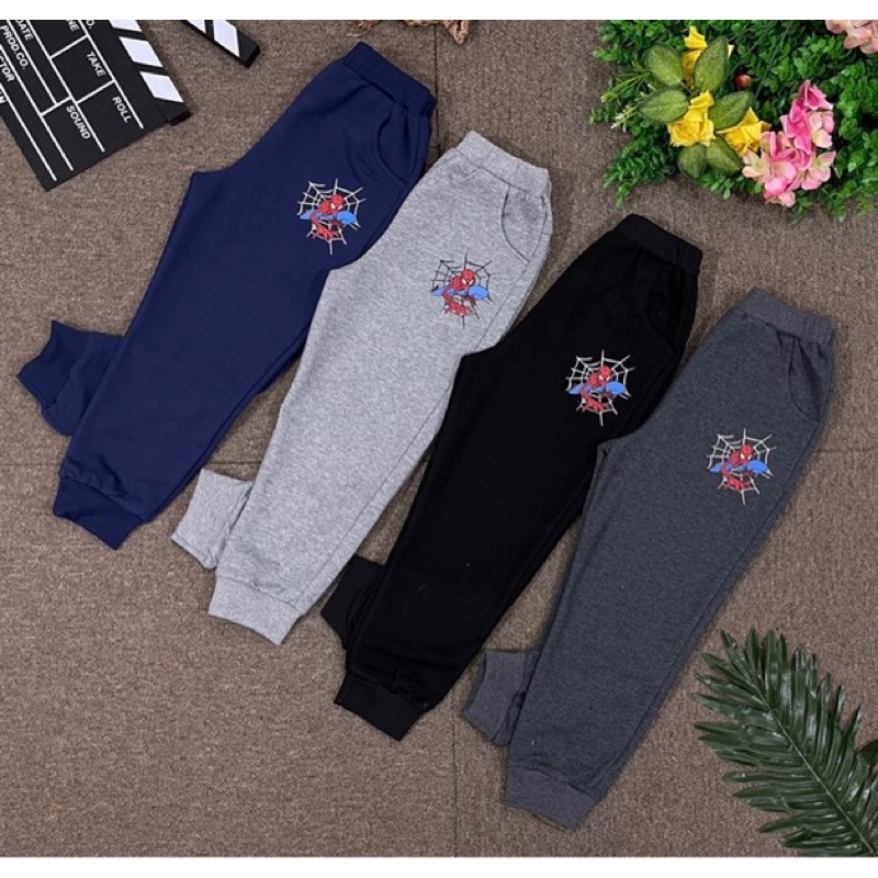 Quần nỉ da cá bé trai cao cấp, quần nỉ nhện cho bé trai, quần người nhện thu đông 2021