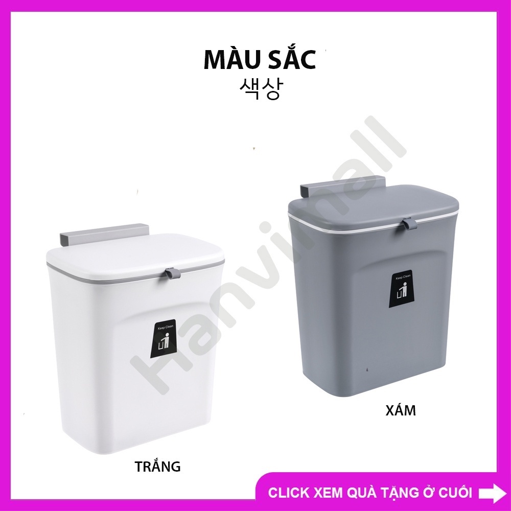 Thùng rác treo tủ bếp có nắp đậy thông minh, treo tường dán tường, trượt cửa bếp cơ động