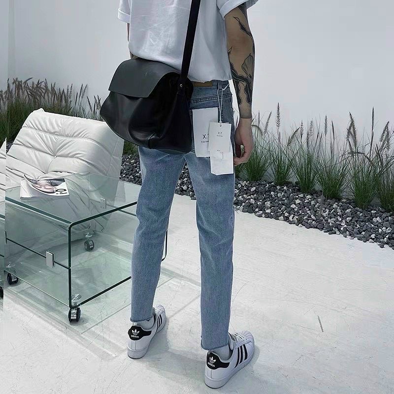 Quần jean nam xanh rách gối co dãn 4 chiều