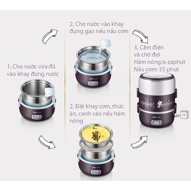 Hộp Cơm Hâm Nóng Cắm Điện Inox 2 và 3 Tầng | BigBuy360 - bigbuy360.vn