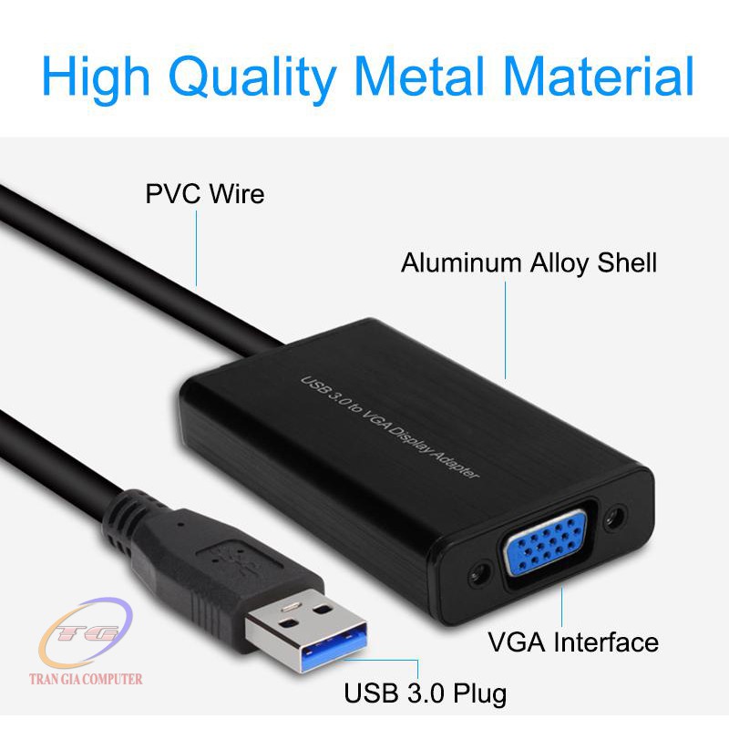 Cáp chuyển USB 3.0 to VGA hỗ trợ Full HD chính hãng Onten OTN-5201