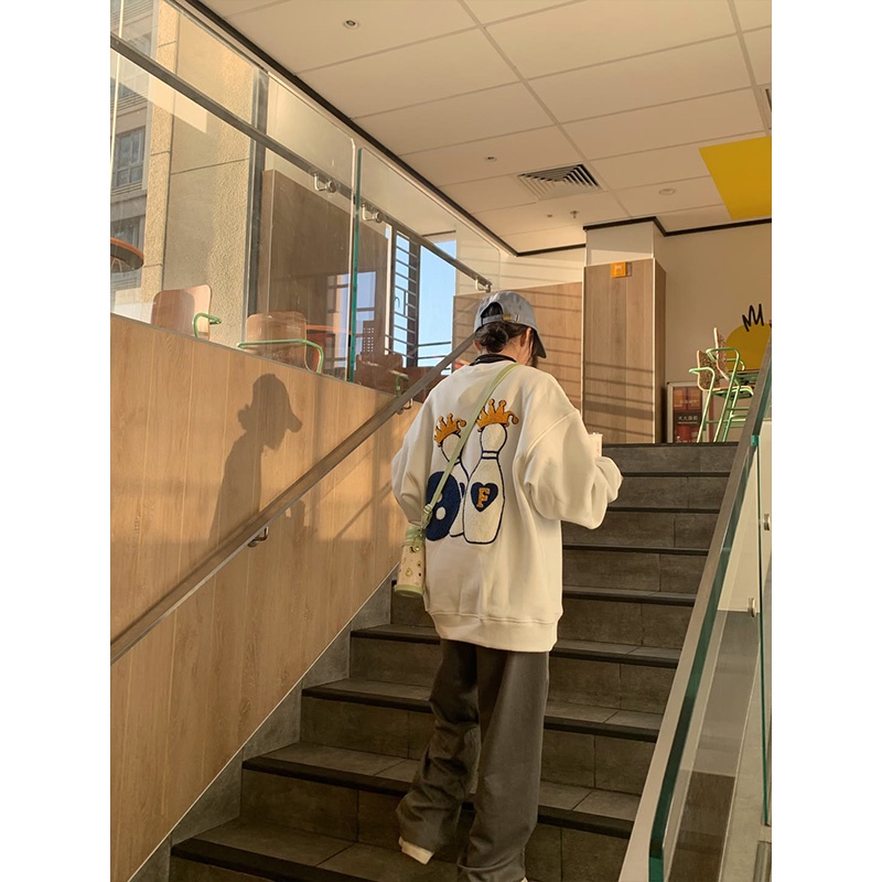 SELVZE Áo sweater cổ tròn chất liệu cotton cao cấp thời trang theo phong cách Mỹ cho nữ