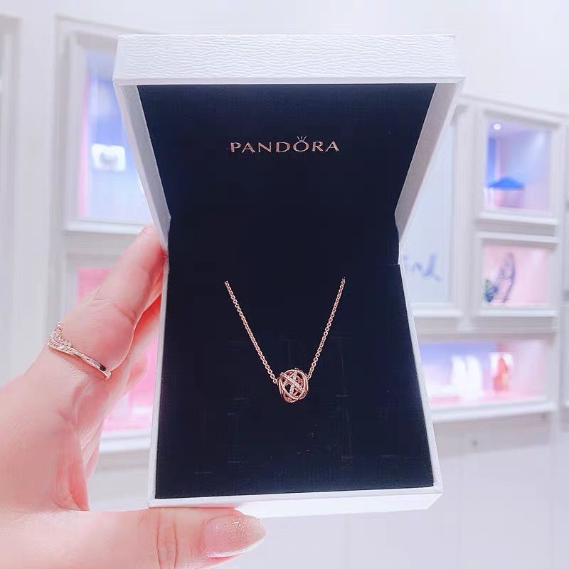 PANDORA Vòng cổ Mạ Bạc 925 Mặt Hình Galaxy Thời Trang Cho Nữ