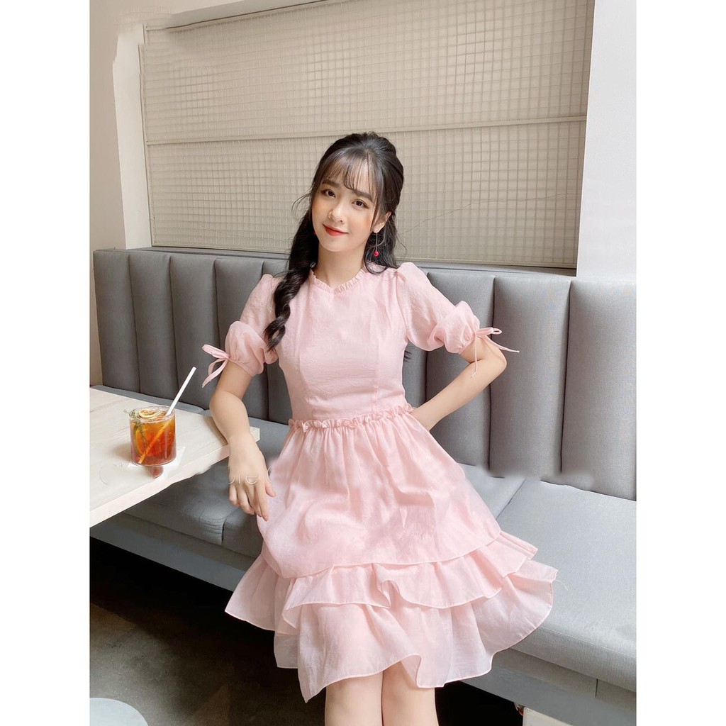 Đầm Nữ Dự Tiệc Cổ Tròn Phối Bèo , 3 Tầng Sang Trọng - Winchois | BigBuy360 - bigbuy360.vn