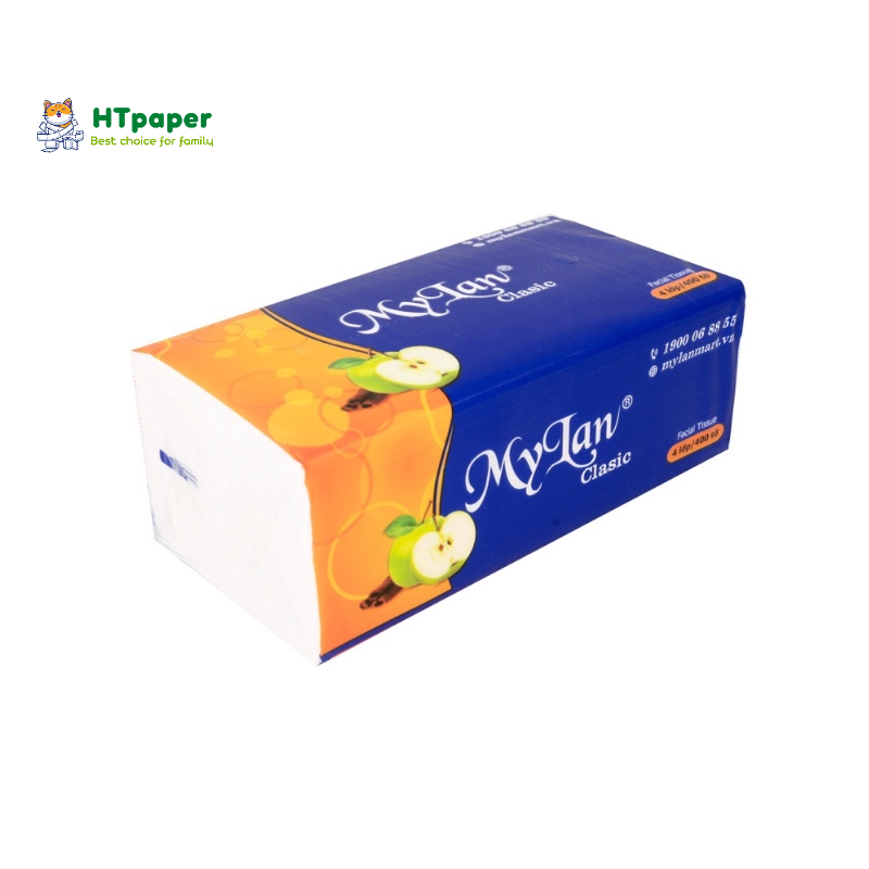 Giấy ăn Mylan Quả Táo  lốc 5 gói cao cấp 4 lớp chính hãng 100 tờ/gói