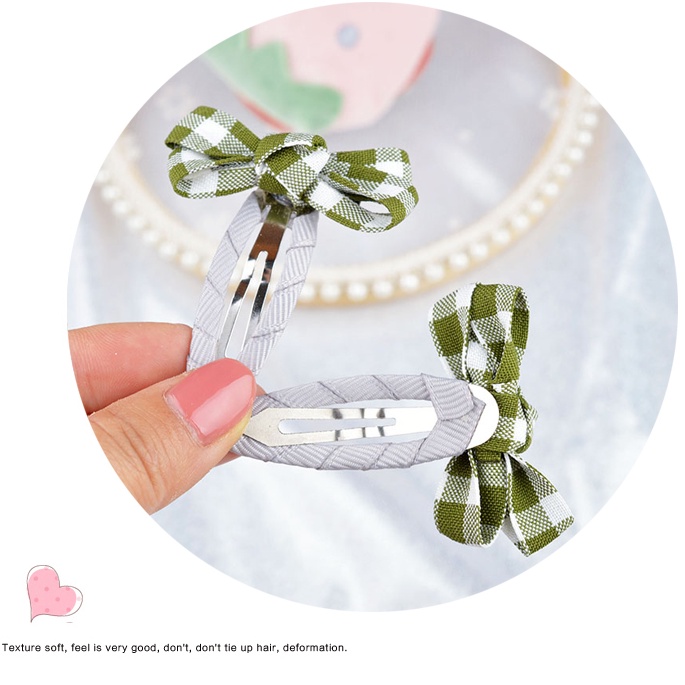 [Hàng sẵn] Set 2 kẹp tóc nơ caro đáng yêu cho bé - Kẹp tóc mái Nơ
