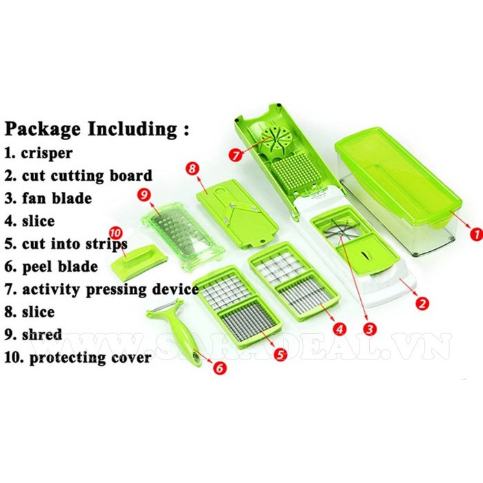 Bộ 10 dụng cụ cắt gọt rau củ quả Nicer Dicer Plus